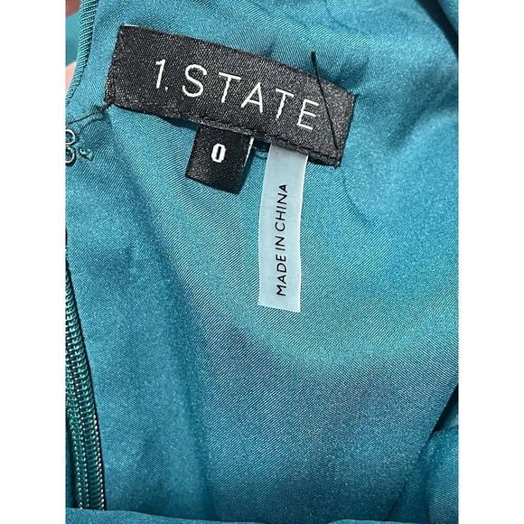 1.State Women's Twill Sleeveless V-Neck Wrap Front Jumpsuit Emerald Green Size 0 - Picture 14 of 16